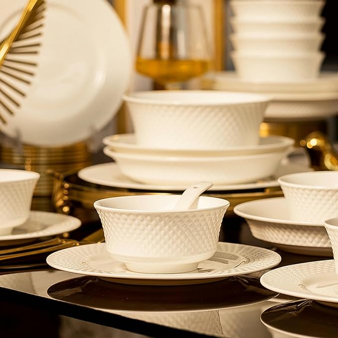 Ceramic household underglaze dishes Nordic household pure white tableware-10 pieces for 2 people [ box]
