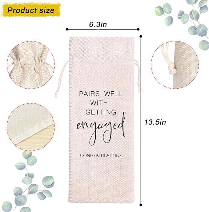 Engagement Wine Bag,Engagement Gifts for Couples,Engagement Gift,Personalized Engaged Wine Bag,Mr and Mrs Marriage Wedding Gifts,Wine Champagne Gift Bag,Getting Engaged (Beige-Engagement)