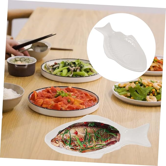 GLEAVI Fish Design Ceramic Plate Snack Storage Appetizer Dish Creative Tableware Restaurant and Home Decor