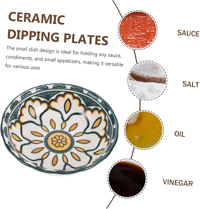PRETYZOOM Elegant Ceramic Soy Sauce Plate Versatile Condiment Bowl Sushi Dipping Side Dish Serving Appetizer Plate