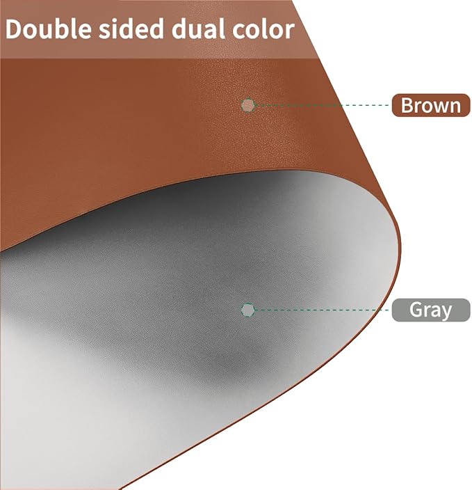 Leather Table Cover,1.8mm Thick,42x96 Inch Table Protector,Table Protector for Dining Room Table,Dining Table Cover,Table Cover Protector.(Brown+Gray,42x96)