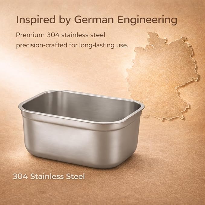 Metal Snackle Box Set, German-Inspired Stainless Steel Design, Leak-Resistant 2-Pack Snack Tray Organizer with 8-Container Removable Tray System, Dipping Cups Included for Travel Family Parties