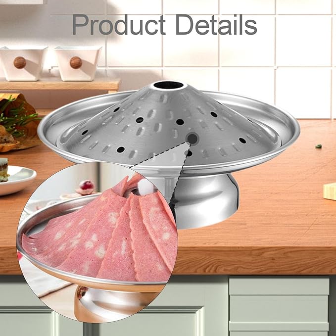 Chilled Seafood Serving Tray with Base Stand for Hot Pot, Silver