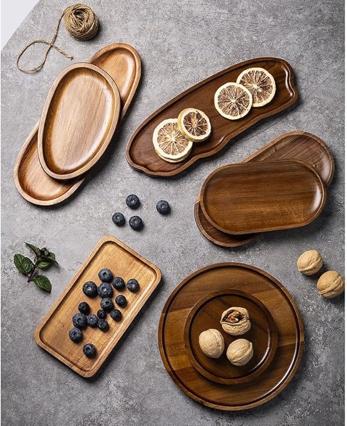 Rectangular Wooden Tray For Serving For Tea Coffee And Desserts With Minimalist Japanese Style And Easy To Clean Wood For Various Settings(TP01（Small）)