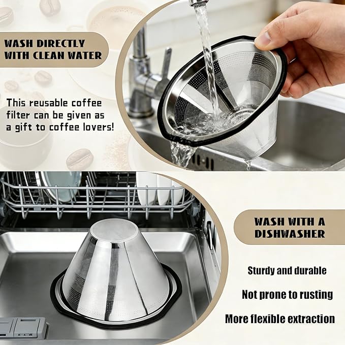 𝙐𝙥𝙜𝙧𝙖𝙙𝙚𝙙 Reusable Metal Filters for Kalita 185 Pour Over Coffee Drippers and OXO 8 Cup Single Serve Coffee Makers, Reusable Coffee Filter Long-Lasting, Cost-Saving, -3 Year Warranty.
