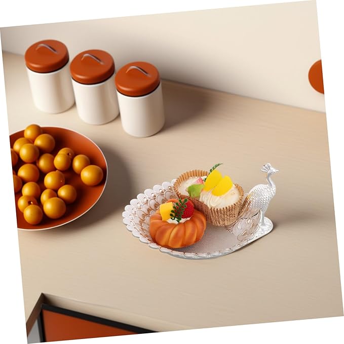 Decorative Peacock-shaped Fruit Platter for Parties Elegant Metal Serving Tray for Snacks Cakes and Treats for Tea Parties and Home Decor