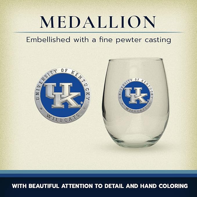 Heritage Pewter Kentucky Stemless Glass Goblets – Set of 2 | 15 OZ Goblet Wine Glasses | Expertly Crafted Pewter Glass