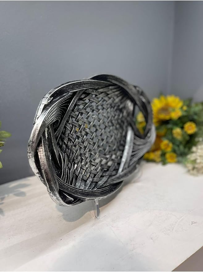 Tray Decorative Polyester Serving Tray Silver Black Antique Abstract Style for Home Decor, One Piece - Silver Black Antique, One Size
