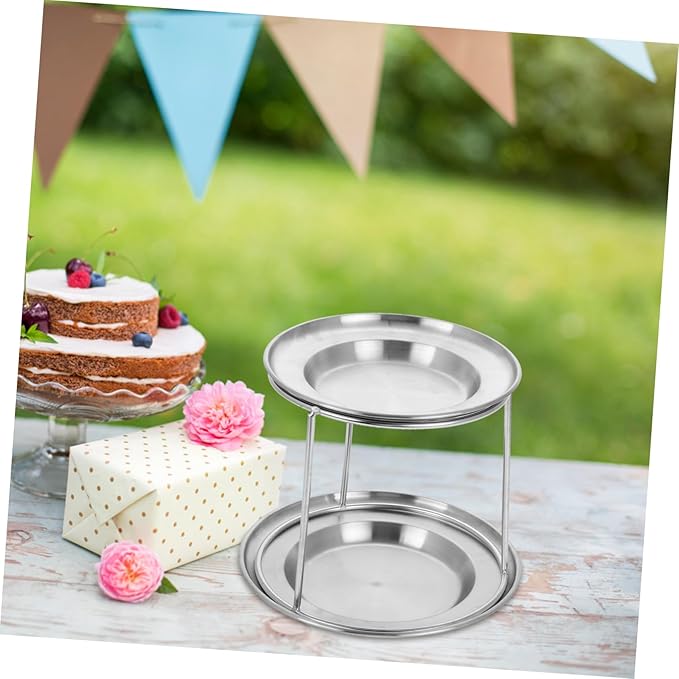 Generic Stainless Steel Seafood Tray Set Cupcake Holder Party Seafood Stand Dessert Holder Appetizer Serving Tray Party Serving Tray Cake Display Stand Silver