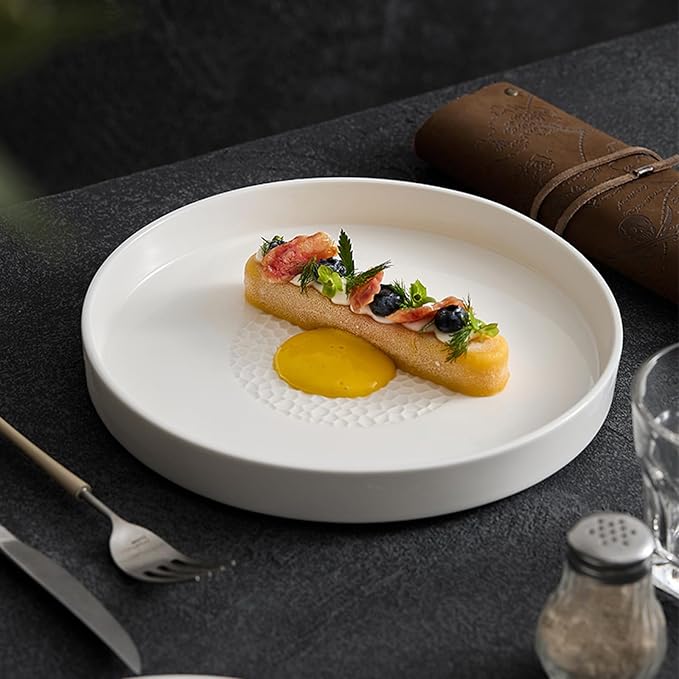 White Ceramic Appetizer Plates, Tableware for Salads, Steaks and Baking, Home Plates, Daily Feasts, Multiple Sizes, Microwave and Dishwasher Safe(Size:26 * 26 * 3CM,Color:White)