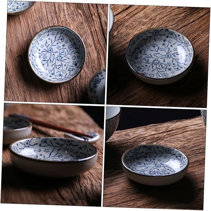 PRETYZOOM 3pcs Dip Dish Condiment Plate Flavored Sauce Vinegar Bowl Ceramic Plates Serveware