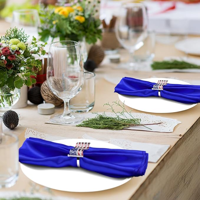 Geiserailie 6 Pieces Patriotic Napkin Rings 4th of July Napkin Ring Holder American Flag Napkin Rings Independence Day Serviette Napkin Ring Holder Napkin Buckle Table Ring for Dinning Table