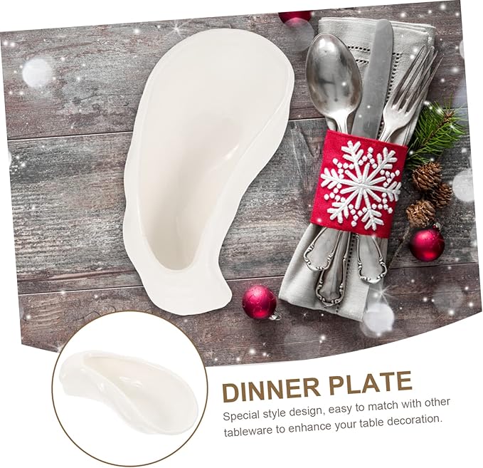 PRETYZOOM Oyster Plates Shell-shape Dinner Plates Ceramic Serving Platters for Restaurant