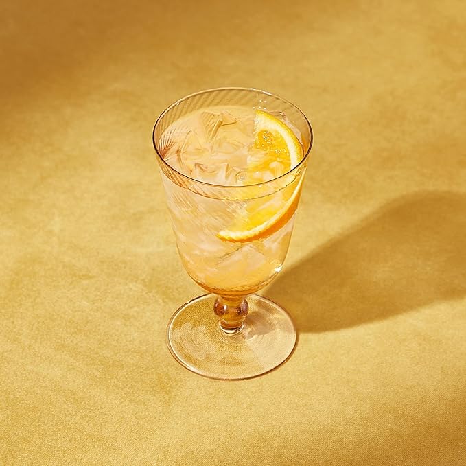 mopio Zest Fluted Goblet Set of 4, 11.5 oz, Dishwasher Safe, Trendy Party and Home Bar Stemware for Cocktails and Wine, Perfect Drinkware Gift in Eco-Friendly Packaging, Soda-Lime Glass (Peach)