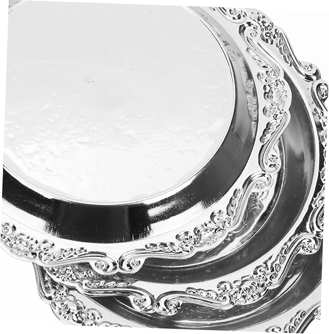Garneck 6Pcs Mini Vintage Metal Snack Trays for Fruits Nuts Candy Food Serving Platters for Parties and Home Dining Elegant Silver Fruit Bowls for Appetizers and Dry Foods