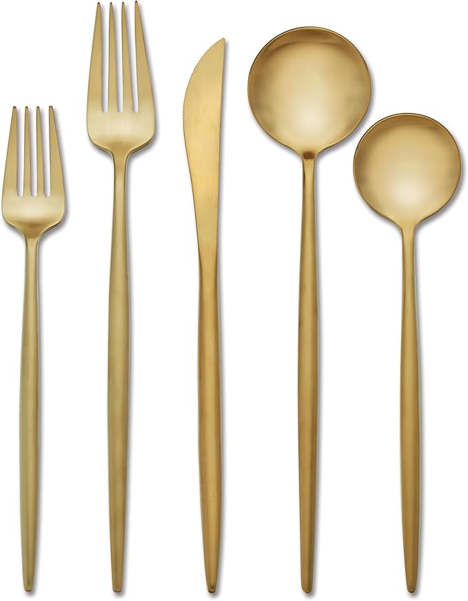 Hampton Forge Zephyr Satin Gold 18/0 20Pc, 3.05 LB, Metallic