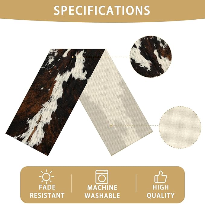 Cow Print Western Table Runner Farmhouse Fall Kitchen Dining Linen Table Decoration for Indoor Outdoor Home Party Decor 13 x 72 Inch