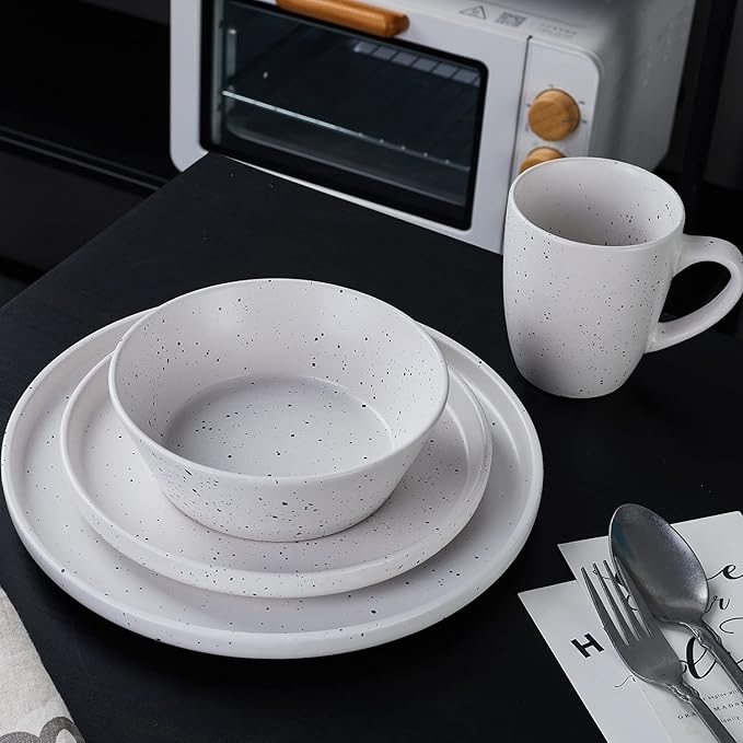 Stone Lain Jade Stoneware Dinnerware 16-Piece Service for 4, White