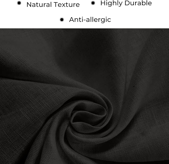 D'Moksha Homes Black Linen Table Runner 60 Inches Long - 100% Pure Linen Diamond Table Runner 14 x 60 Inch for Dining, Winter, Christmas, Holiday, New Year - Machine Washable