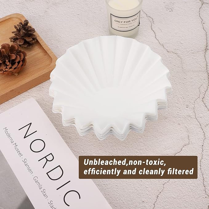 EUSOAR 1-4 Cup White Coffee Filters, Pack of 50 Small Size Disposable Basket Paper Filter, for Single Pour Over and Drip Coffee Makers, for Home Commercial Coffee Dripper and Brewers