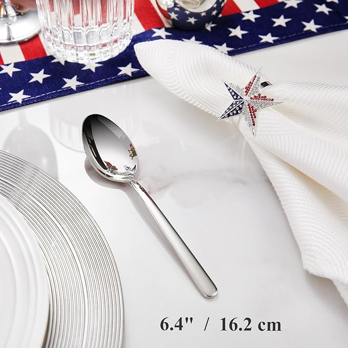 KEAWELL Premium Lucent 4-Piece 6.4 inch Spoon Set – 18/10 Stainless Steel Silverware with Mirror Polish, Dishwasher Safe for Table Setting and Entertaining (4, Teaspoons)