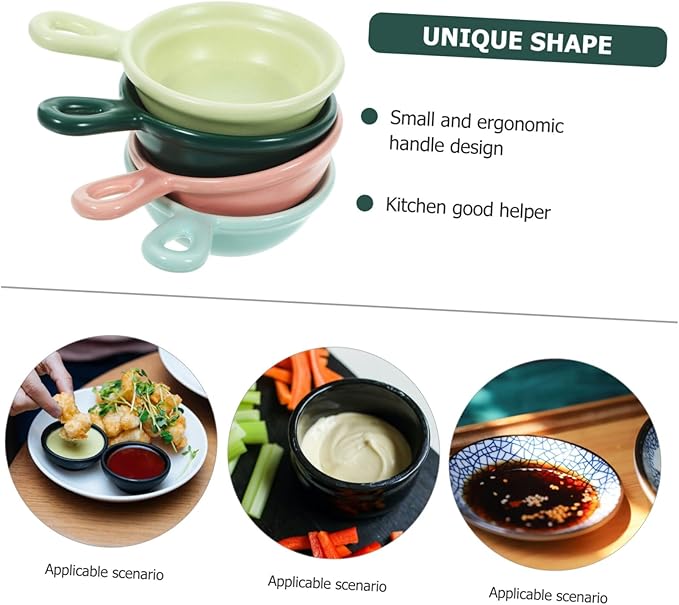 4pcs Creative Ceramic Plates Japanese Style Appetizer Dishes Ergonomic Handles for Snacks Sauces Stylish Home Restaurant Use Versatile Dessert Holders Matte
