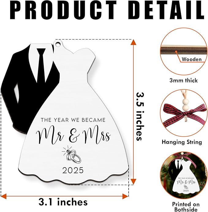 Wedding Gifts - Mr and Mrs Gifts - Wedding Gift for Couples 2025, Bride, Future Mr and Mrs - Bridal Shower Bride Gift Ideas (2 Side)