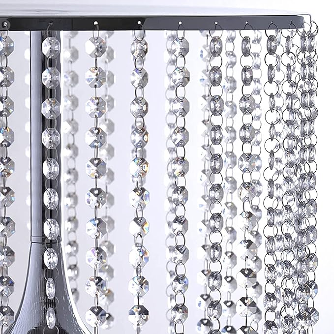 LANLONG Cake Stand for Dessert Table 10 Inch Silver Crystal Pendants Metal Cake Stand Serves as A Round Dessert Cupcake Display Plate for Table, Wedding, Party, Event