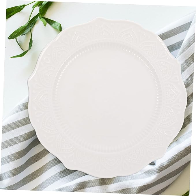 PRETYZOOM Vintage French Style Ceramic Food Serving Plate Elegant Porcelain Dish for Western Cuisine for Snacks Appetizers and Artistic Photography