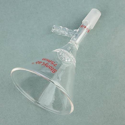 stonylab Borosilicate Glass Triangular Filtration Funnel, Vacuum Filtration, Efficient Filtering, 14/20 Joint, 75mm Diameter, Ideal for Laboratory Filtration Processes