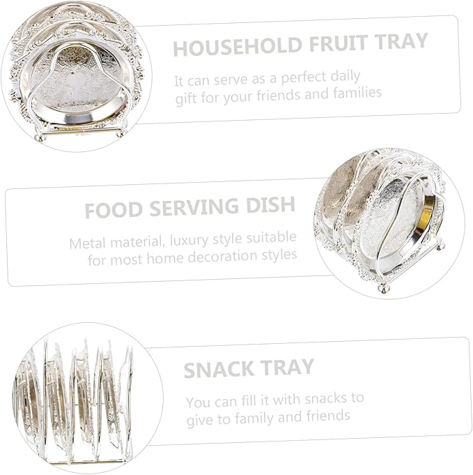 Silver Plated Mini Snack Plate Dessert Plate Dried Fruit Dish Serving Tray Rack