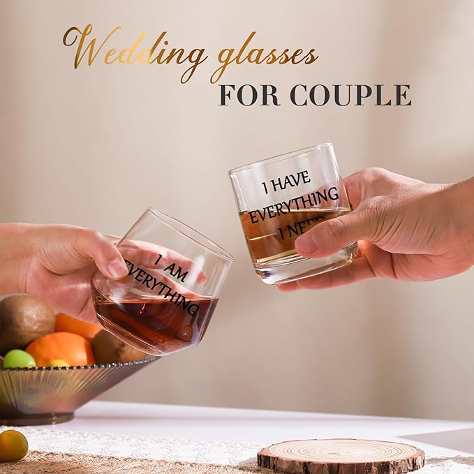 I Have Everything I Need I Am Everything Drinking Set of 2, Finger Shot Glasses Set of 2, Wedding Gifts for Couples, Bridal Shower Gifts, Anniversary, Engagement Couple Gift for Him Her