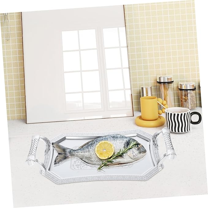 ABOOFAN Stainless Steel Dinner Plate Elegant Serving Tray Handles for Entertaining