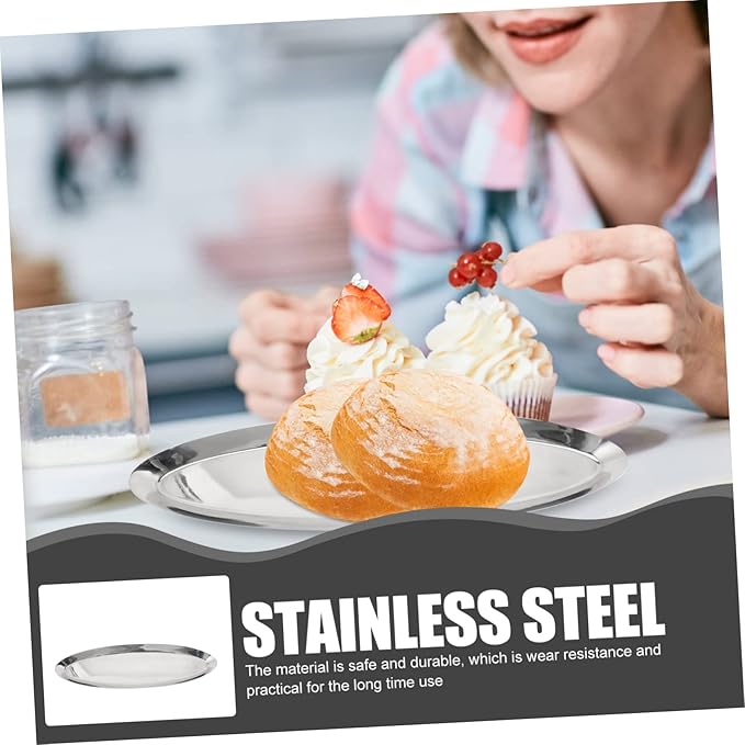 GLEAVI Stainless Steel Serving Trays Food Display Platter Extra Tiered Snack Tray Handles