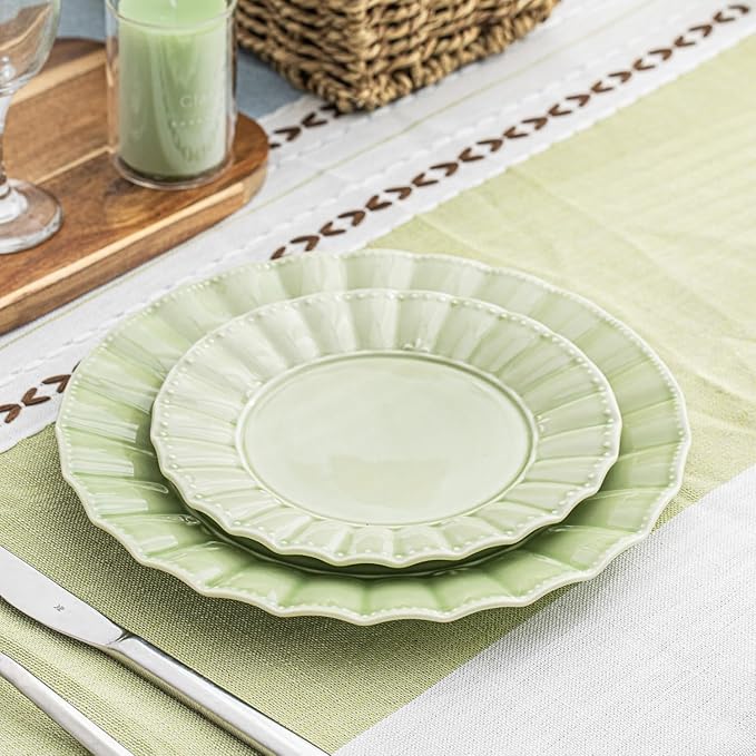 HOMBENE Dinnerware set, Kitchen Plates and Bowls Sets for 4, Porcelain dish set for party, House gift, Microwavable safe, Mixed Colors