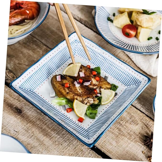 Healthful Ceramic Plate 6.8in Dessert Serving Plate for Sushi Salad Steak Pasta Restaurant Home