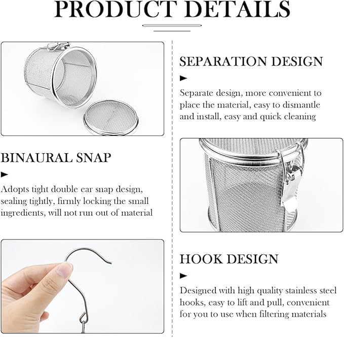 Stainless Steel Mesh Filter, Tea Strainers, Soup Seasoning Separation Basket, Tea and Spice Ball for Cooking Soup (Large)