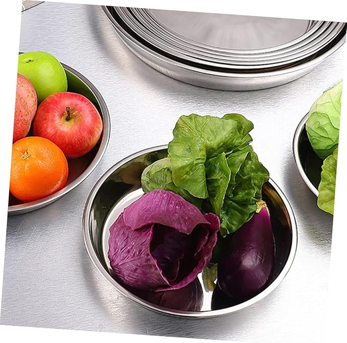 Garneck Stainless Steel Deep Plate 30 cm - High Quality Stainless Steel Bowl for Cakes - Fruit and Snacks Ideal for Home Bar and Kitchen Durable and Reusable