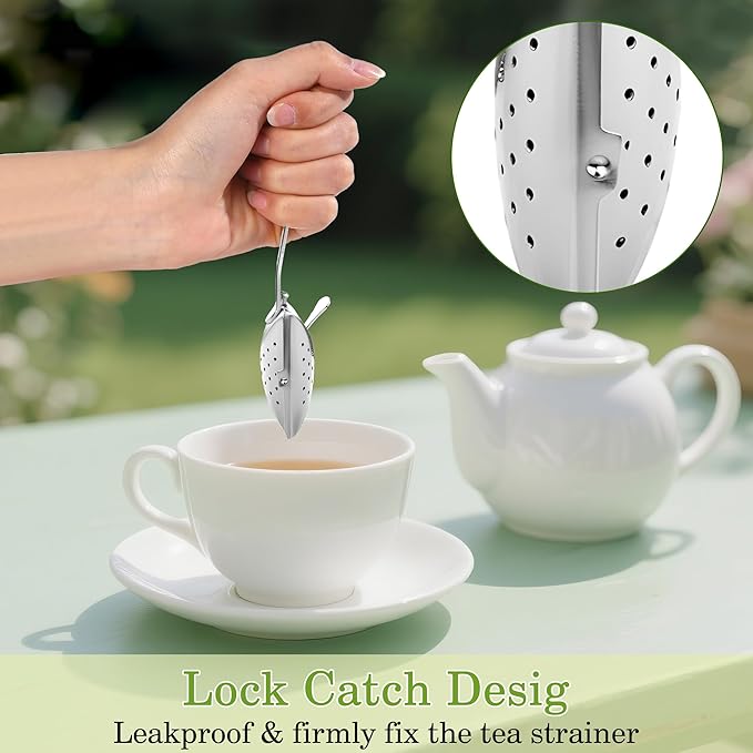 2PCS Stainless Steel Tea Infuser Filter, Fine Mesh Tea Interval Diffuser Strainer Creative Square Tea Holder Steeper with Long Handle for Teawear Accessories Father's Day Gift,Silver