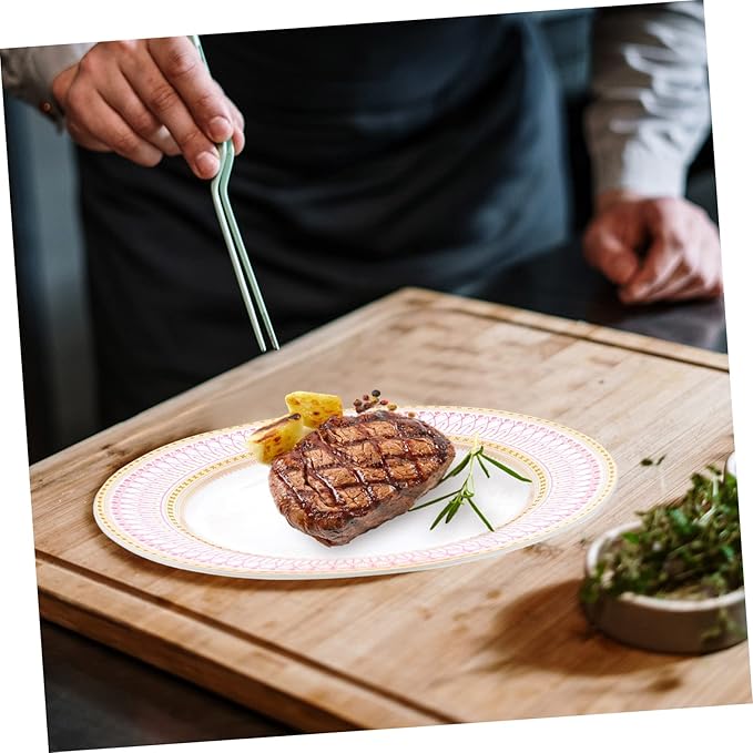 Happyyami European Style Multi-Function Serving Plate 10-Inch Household Steak Plate for Desserts and Appetizers Sturdy Ceramic Food Tray for Parties and Everyday Use