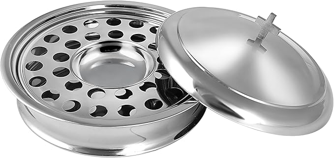 Communion Ware Church Set | 1 Communion Wine Tray with Center Bread Plate and Cover | 32 Cups Capacity Tray | Ideal for Churches | Stainless Steel - Shiny (Silver) Finish