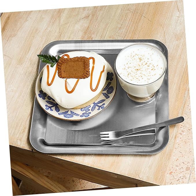 GLEAVI Stainless Steel Serving Tray Cake and Dessert Plate for Home Food Storage for Parties Picnics and Afternoon Tea Gatherings