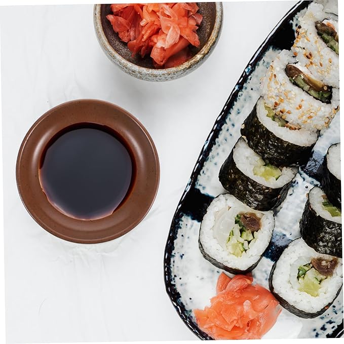 Ceramic Snack Plates Set of 4 Shallow Dipping Bowls for Soy Sauce Vinegar and Sauces Rustic Earthenware Appetizer Trays for Hotels and Restaurants