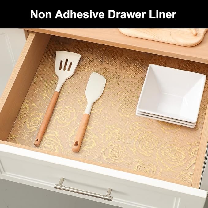 Cooyes Shelf Liner – Premium Non-Adhesive Cabinet & Drawer Liner for Kitchen – Waterproof Shelf Paper with Modern Pattern – Durable EVA Cabinet Mat – Easy to Cut （23.6" W x 118" L）