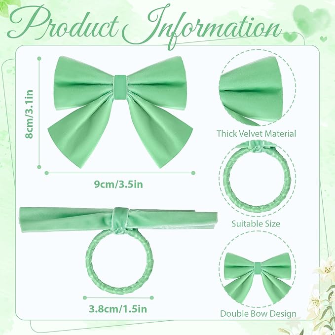 12 Pcs Sage Green Bow Napkin Rings,Wedding Napkin Rings,Velvet Napkin Ring Holders for Holiday Serviette Birthday Anniversary Party Dinner Wedding Dining Tableware Decoration
