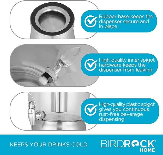 BirdRock Home 5 Gallon Stainless Steel Beverage Dispenser - Silver