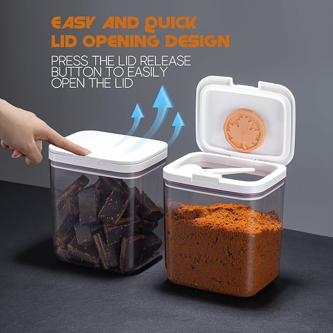 Brown Sugar Container- 2 Qt/2L Airtight Brown Sugar Keeper Storage Container Flour Container Coffee Canister with Spoon Food Cereal Bins Household for Kitchen Pantry (W-2.0A)