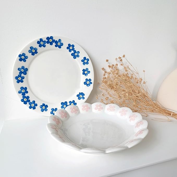 SONGCHAO Party Supplies Creative Petal Side Plate Ceramic Serving Plate Dessert Plate Flatware 8 Inch Kitchen Dessert Plate Snack Plate Party Plates (Color : B)