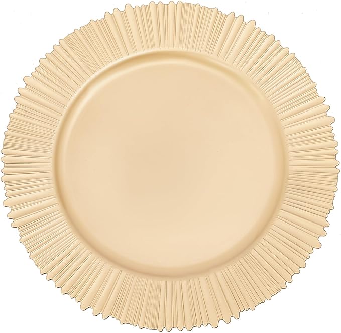 Gold Plastic Charger Plates Set of 100, 13” Reusable Party Chargers for Dinner Plates, Elegant Round Service Plate Chargers Bulk Decorative for Wedding, Catering Table Decor