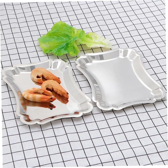 Ciieeo 2pcs Snack Trays for Party Large Serving Tray Stainless Steel Dessert Plate